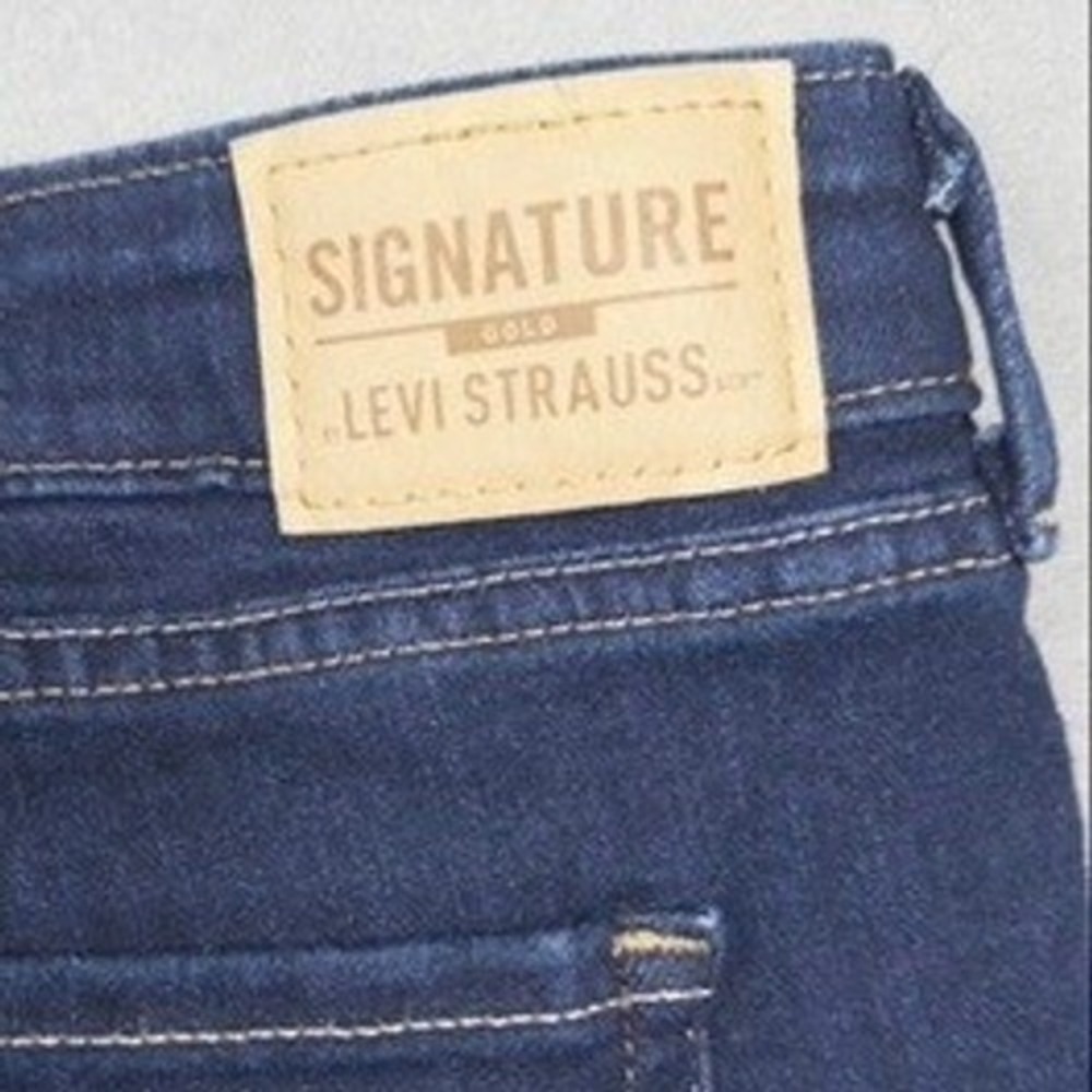Signature Levi Strauss Bootcut Jeans Womens 16 Dark Wash Mid Rise Stretch Casual - Picture 6 of 14